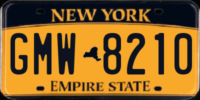 NY license plate GMW8210