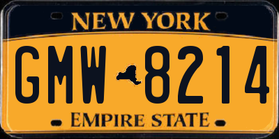NY license plate GMW8214