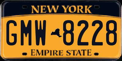 NY license plate GMW8228