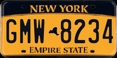 NY license plate GMW8234