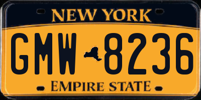 NY license plate GMW8236