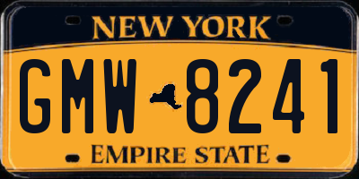 NY license plate GMW8241