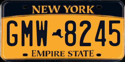 NY license plate GMW8245