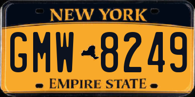 NY license plate GMW8249