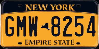 NY license plate GMW8254