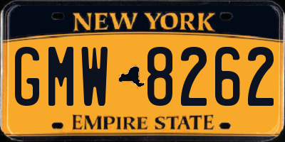 NY license plate GMW8262