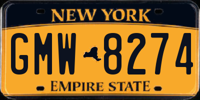 NY license plate GMW8274