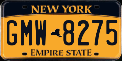 NY license plate GMW8275