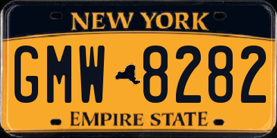 NY license plate GMW8282