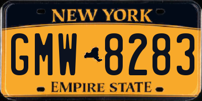 NY license plate GMW8283