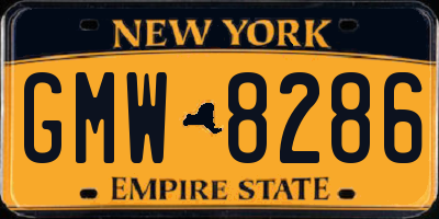 NY license plate GMW8286