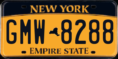 NY license plate GMW8288