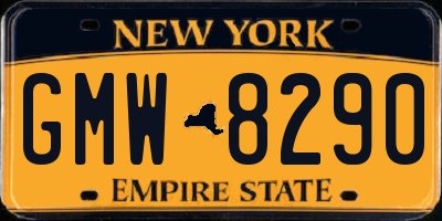 NY license plate GMW8290