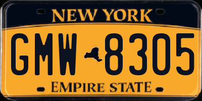 NY license plate GMW8305