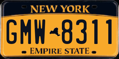 NY license plate GMW8311