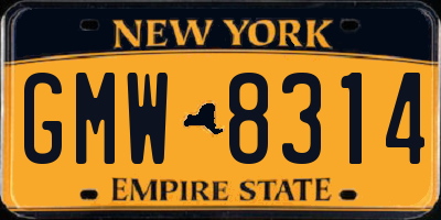 NY license plate GMW8314