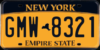 NY license plate GMW8321