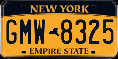 NY license plate GMW8325