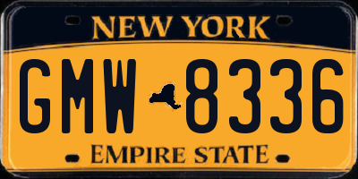 NY license plate GMW8336