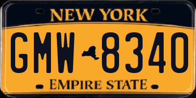 NY license plate GMW8340