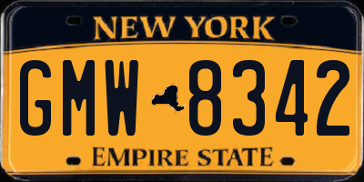 NY license plate GMW8342