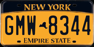 NY license plate GMW8344