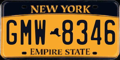 NY license plate GMW8346