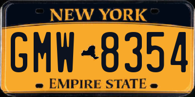 NY license plate GMW8354