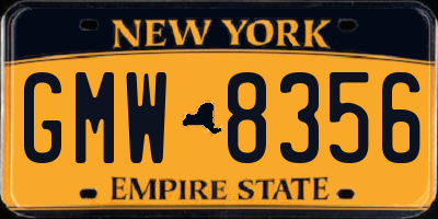 NY license plate GMW8356