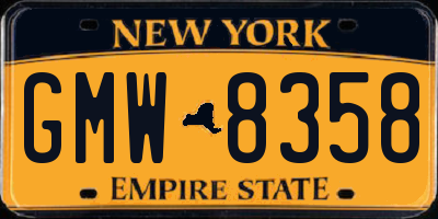 NY license plate GMW8358