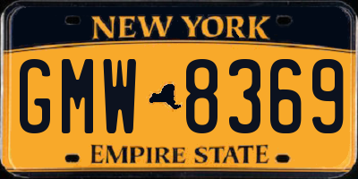 NY license plate GMW8369