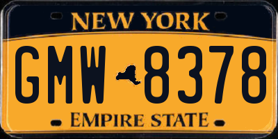 NY license plate GMW8378