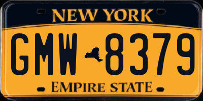 NY license plate GMW8379