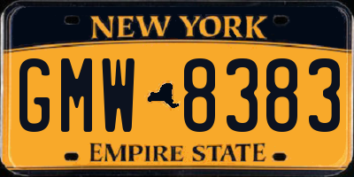 NY license plate GMW8383