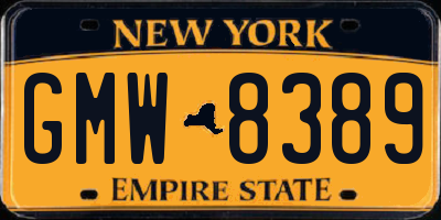 NY license plate GMW8389