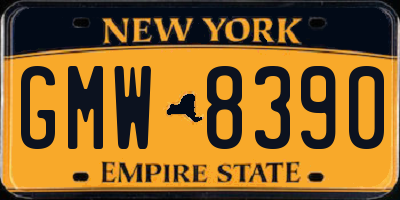 NY license plate GMW8390