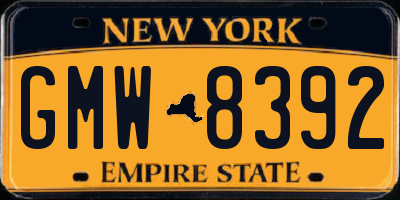 NY license plate GMW8392