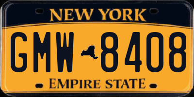 NY license plate GMW8408