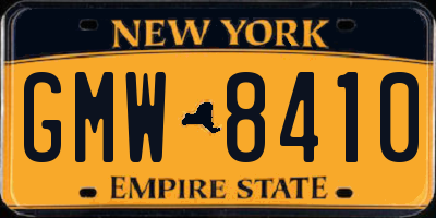 NY license plate GMW8410
