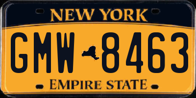 NY license plate GMW8463