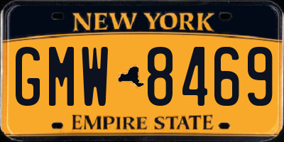 NY license plate GMW8469