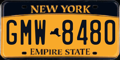 NY license plate GMW8480