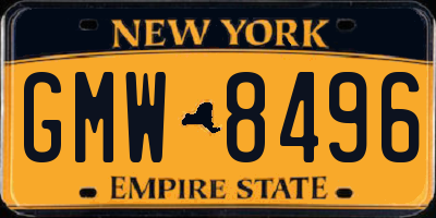 NY license plate GMW8496