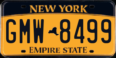 NY license plate GMW8499
