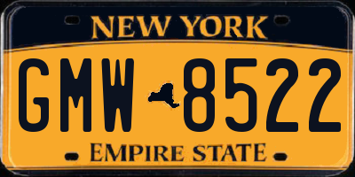 NY license plate GMW8522