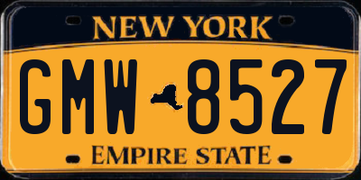 NY license plate GMW8527