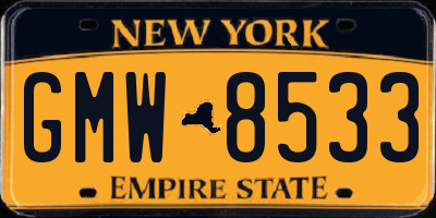 NY license plate GMW8533