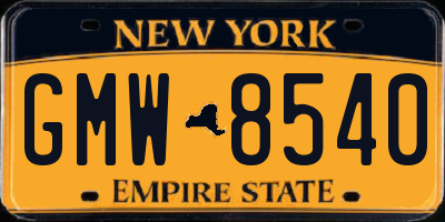 NY license plate GMW8540