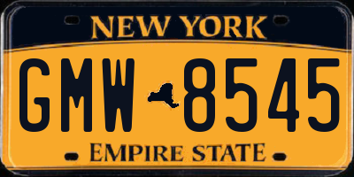 NY license plate GMW8545