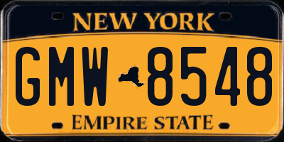 NY license plate GMW8548